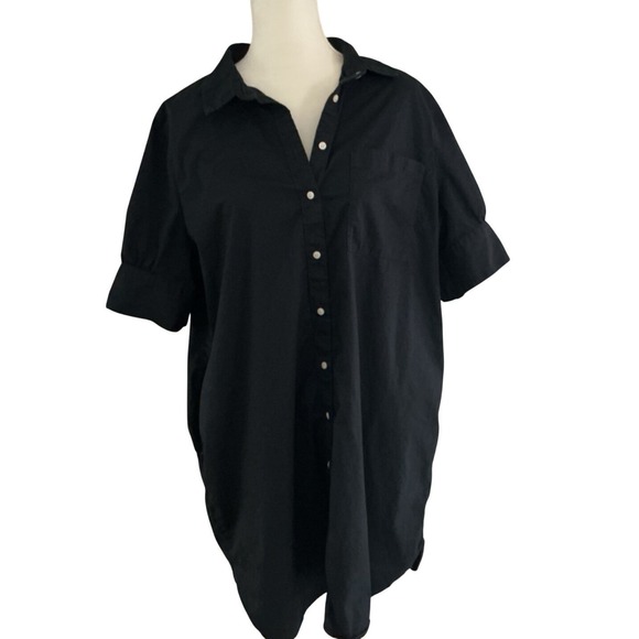 Old Navy Tops - Old Navy Black Button Up t Short Sleeve Pockets Oversized XL trapeze dress